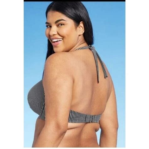 Women S Lightly Lined Twist Front Bikini Top Black Striped Shade