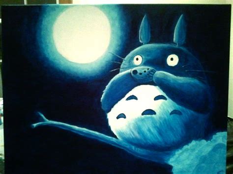 My Painting Totoro - I took a painting course and this was my 3rd painting because I was tired ...