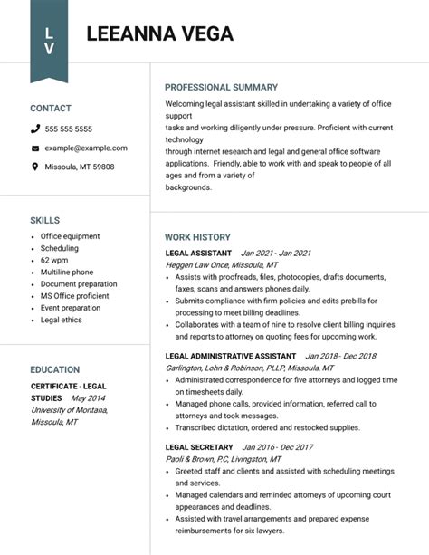 Legal Assistant Resume Examples To Build Yours