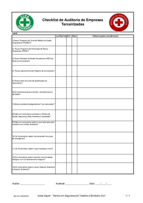 Check List De Auditoria Interna