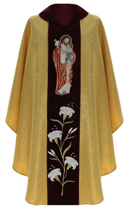 Casulla G Tica Saint Joseph Agcc Dorado Rojo Oscuro Sin Forro