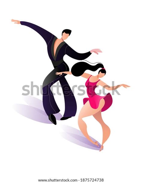 Beautiful Couple Dancing Latin American Dance Stock Vector Royalty