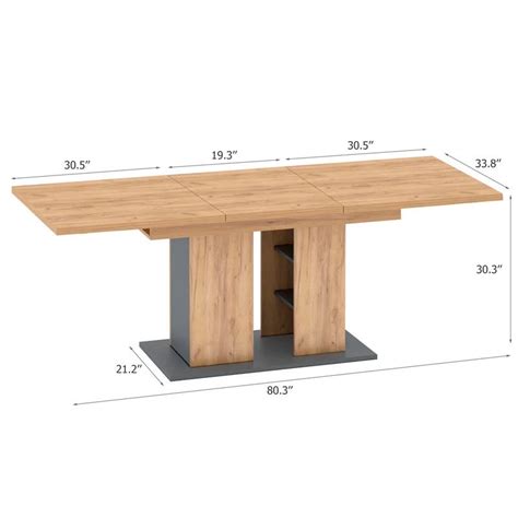 Engineered Wood Extendable Dining Table With Storage Shelves 81'' - Etsy