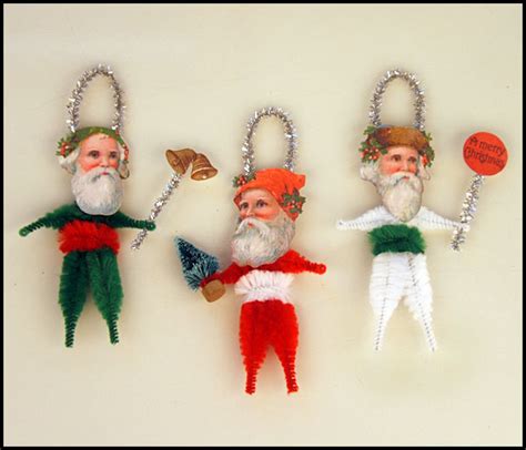 Vintage Style Christmas Folk Art Ornaments - Primitive Folk Art by Old ...