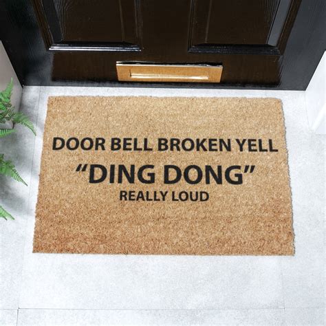 Doorbell Broken Funny Doormat Bell Broken Yell Ding Dong Door Mat