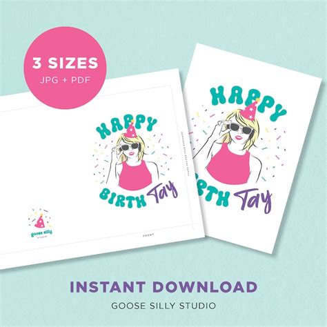 Printable Taylor Swift Birthday Card Etsy