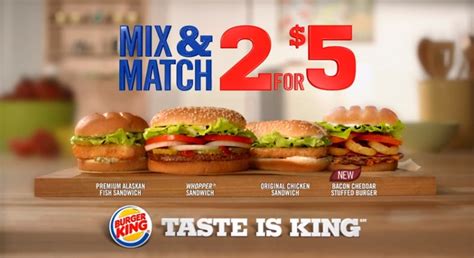 News Burger King Two For 5 Mix And Match Deal Brand Eating