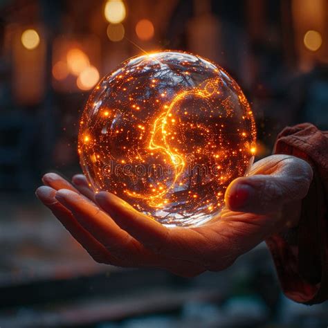 Hand Holding A Glowing Orb Symbolizing Energy Stock Image Image Of