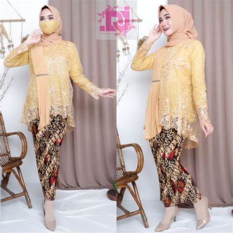 Jual Realpict Kebaya Selendang Brokat Tulle Dona Kebaya Muslim