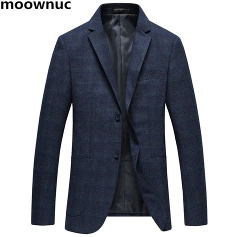 Brand Autumn Men S Blazer Slim Fit Men Blazers Casual Jackets Suit 2018 Dress Blue Plaid Mens