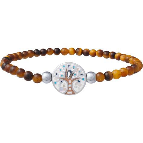 Bracelet Lastique Il De Tigre Mm Acier Arbre De Vie Nacre