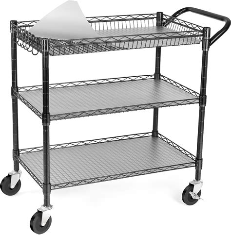 Amgood Stainless Steel Utility Cart 3 Shelf Metal Utility