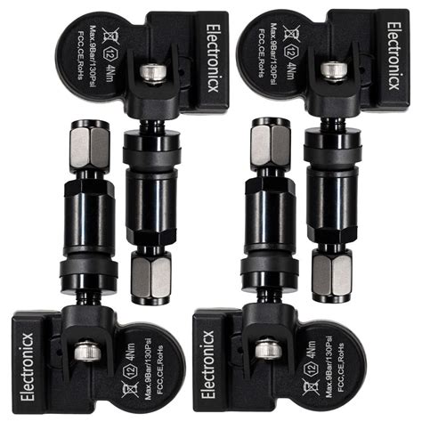 4 Tire Pressure Sensors RDKS Sensors Metal Valve Black For Chevrolet