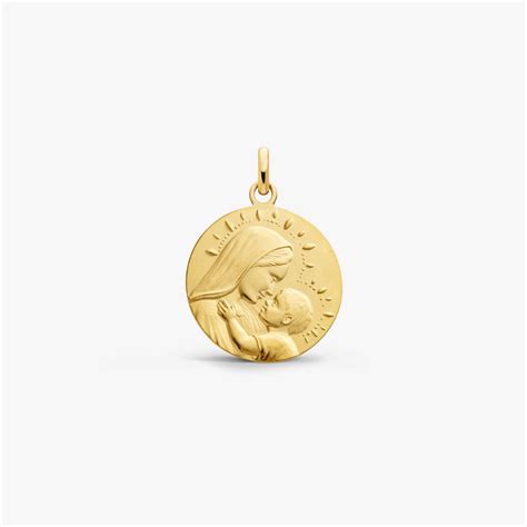 Médaille de bapteme Vierge à l Enfant Perlée Or Jaune Arthus Bertrand