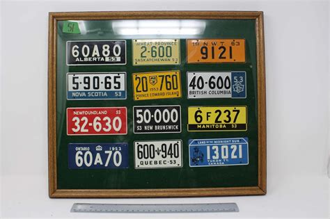 Framed Set Of 12 1953 Wheaties Cereal License Plates