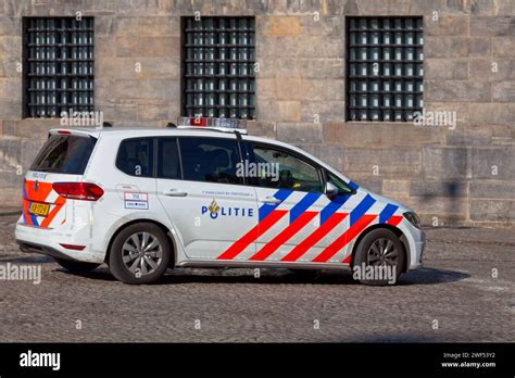 Amsterdam Netherlands August 27 2017 Dutch Police Car Passing On