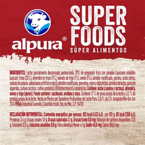 Yoghurt Alpura Super Foods Con Fresa Y Cereales G Bodega Aurrera