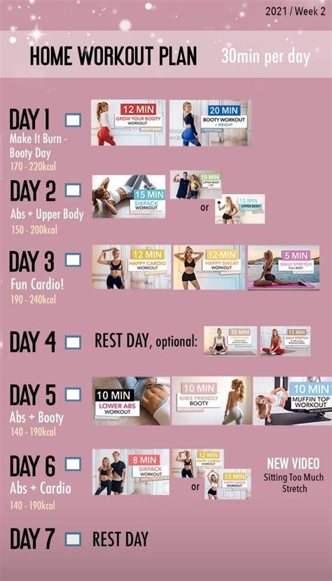 Pamela Reif Workout Plan Week Min Per Day Programmi Di