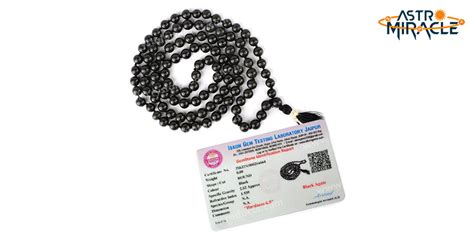 Certified Black Agate Mala Genuine Gemstones