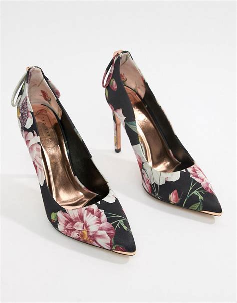 Ted Baker Floral Heeled Pumps In Black Lyst