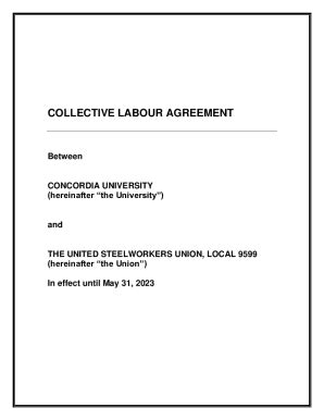 Fillable Online Collective Labour Agreement Concordia University Fax