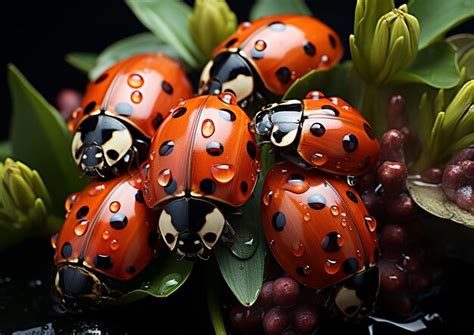 Premium AI Image | Thriving Ladybug and Bee Microcosm