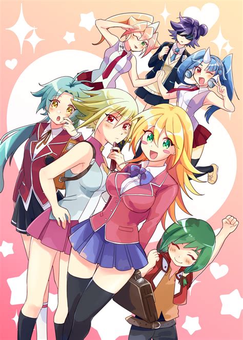 Safebooru 6 Girls D O D P Ahoge Antenna Hair Aqua Hair Arm Up