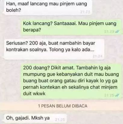 Chat Lucu Teman Pinjam Uang Ini Pakai Berbagai Macam Teknik Bikin