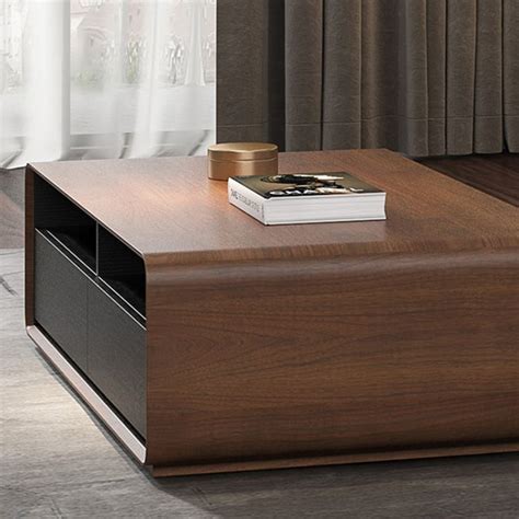 Modern Coffee Table Rectangular Wooden Coffee Table 4 Drawers For