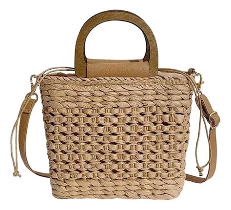 Bolsa De Palha Tecida À Mão Bolsa De Mão Retro Para Feminine