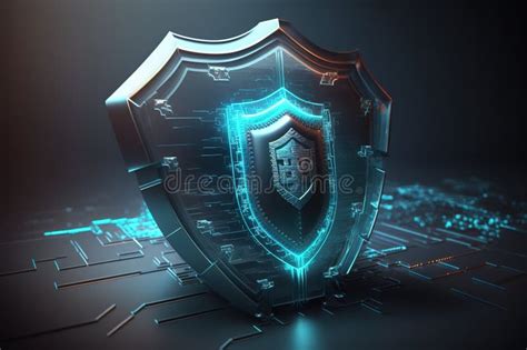 Underground Cyber Security Hologram With Digital Shield 3d Rendering