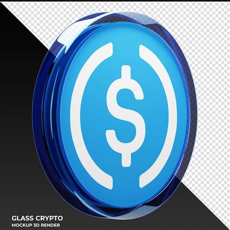 Premium Psd Usd Coin Usdc Glass Crypto Coin D Illustration