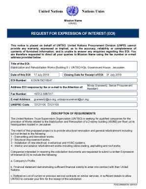 Fillable Online Request For Expression Of Interest Eoi Untso Fax