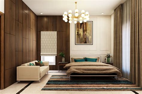 Brown Wall Design With Wooden Panelling Livspace