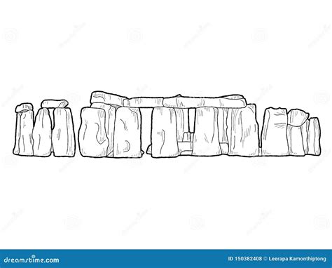 Stonehenge Wiltshire England Vector Illustration Hand Drawn Landmark