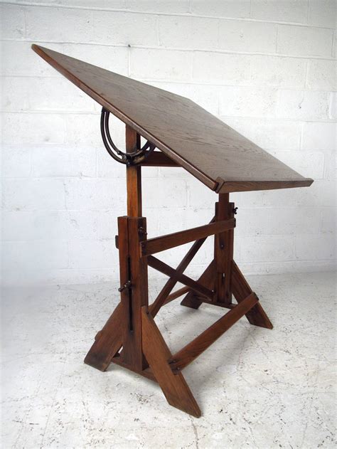 Vintage Rustic Oak Drafting Table At 1stdibs