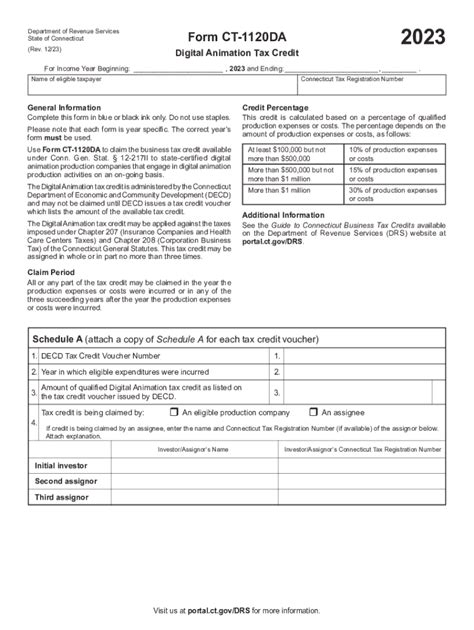 2023 Form Ct Drs Ct 1120da Fill Online Printable Fillable Blank Pdffiller