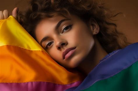 Premium Ai Image Expressive Pride Photo Of A Gay Woman With A Rainbow