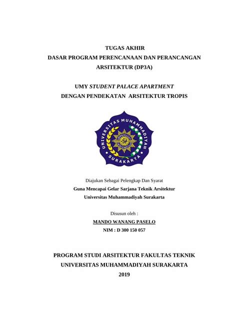 Pdf Tugas Akhir Dasar Program Perencanaan Dan Perancangan Arsitektur