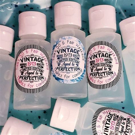 Personalized Vintage Adult Birthday Hand Sanitizer Party Favors