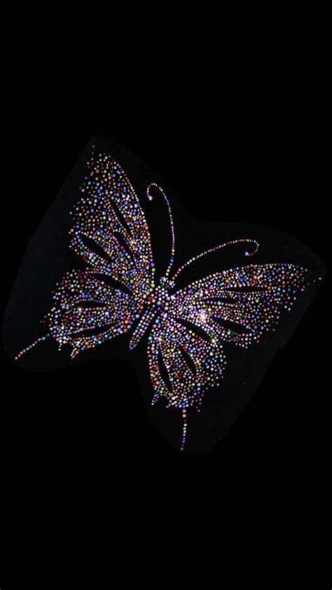 Butterfly On Black Sparkle Background