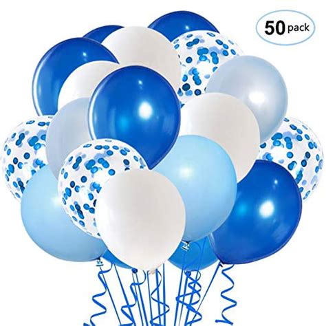 Royal Blue Confetti Latex Balloons, 50pcs 12 inch Light Blue Baby Blue ...