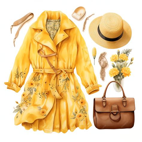 Premium AI Image | beautiful Yellow vintage clothes clipart illustration