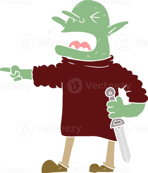 Flat Color Style Cartoon Goblin With Knife 45054005 Png