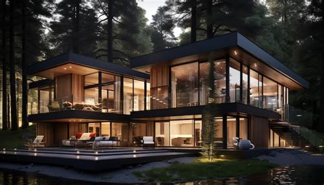 Premium Photo | Modern Design House in the Forest