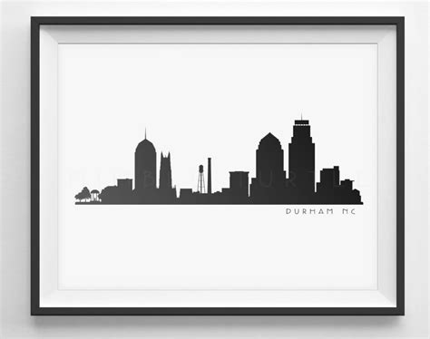 Durham NC Skyline Silhouette Printable Download Black and White PDF ...