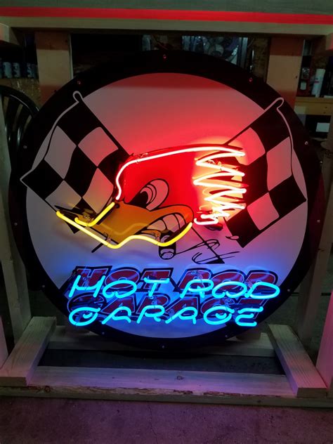 M003 Hot Rod Garage Tin Neon Sign 36 MAG Auctions