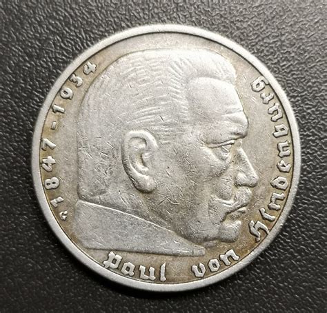 5 Reichsmark Paul Von Hindenburg 1935 G Achat Vieil Or En Belgique