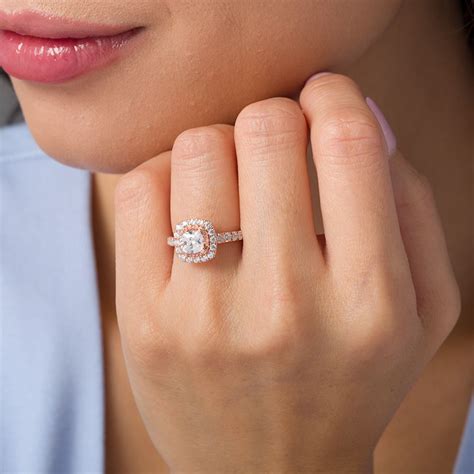 1 34 Cushion Cut Diamond Frame Engagement Ring In 14k Rose