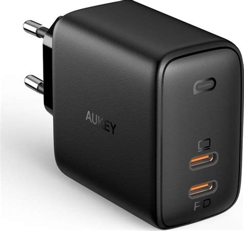 AUKEY Omnia Duo Dual USB C Oplader Power Delivery 65W 3 25A Zwart Bol